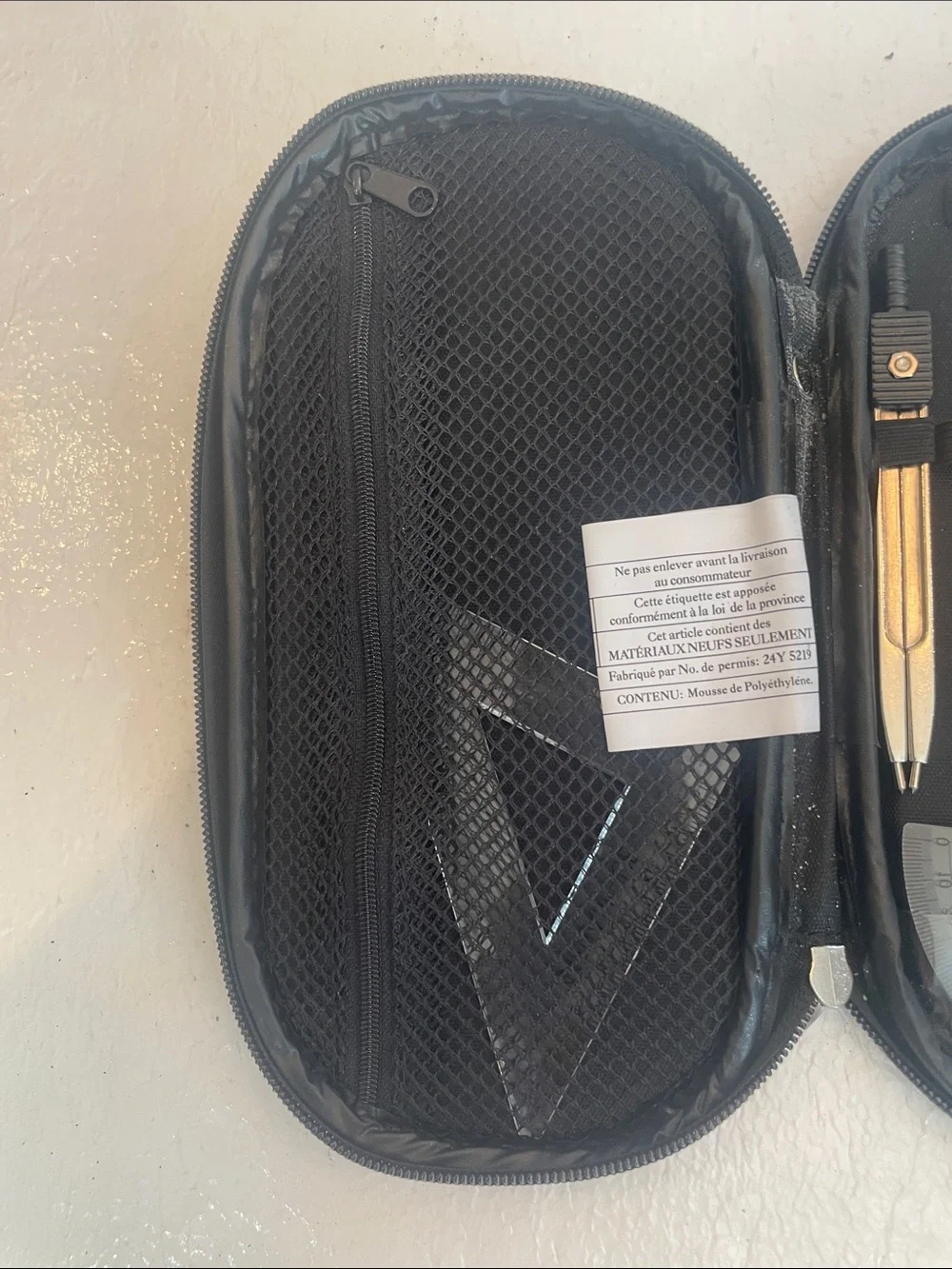 Merangue geometry trigonometry tools math set Floral Black Pouch Mesh zippers